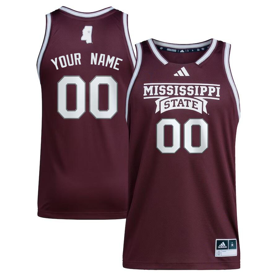 Custom Mississippi State Bulldogs College Name And Number Basketball Jerseys Stitched-Maroon - Click Image to Close